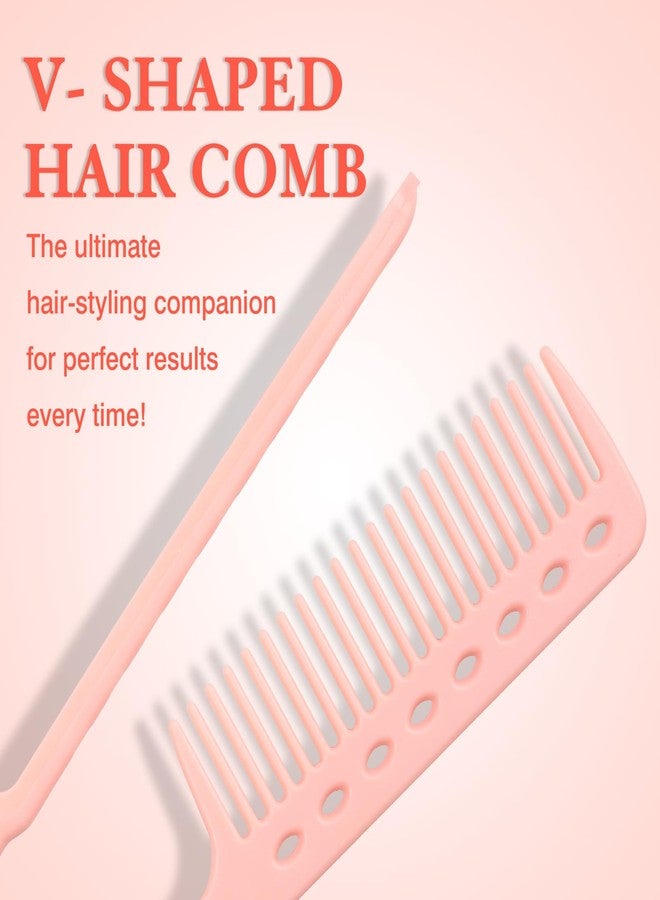 Brvlsoc DIY Salon V-Shaped Hair Straightening Comb – 2PCS Hair Styling Brush Set for Smoothing & Straightening, Portable Hairdressing Tool (Pink) - Image 2
